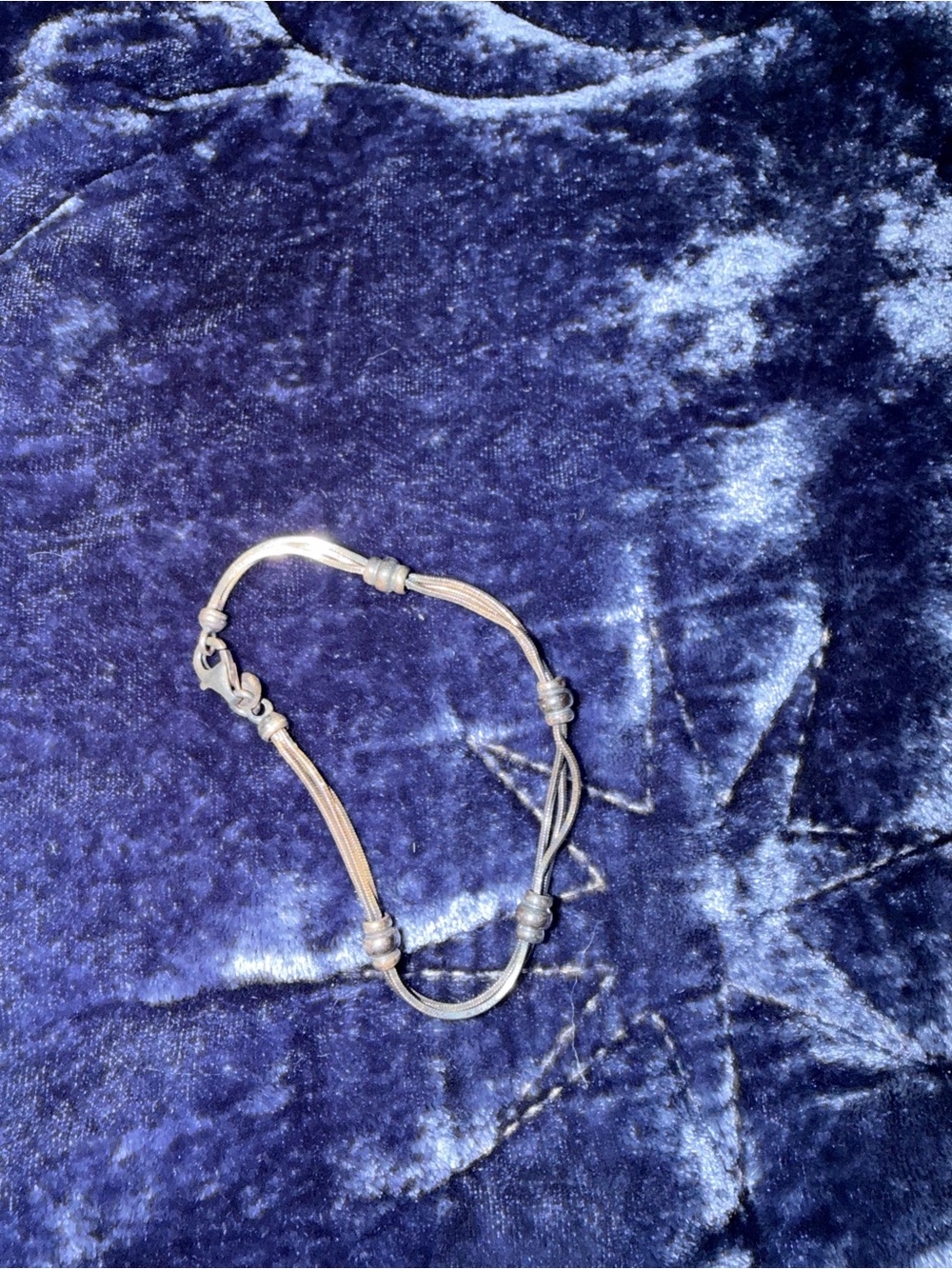Adjustable Silver Cord Bracelet in Taupe